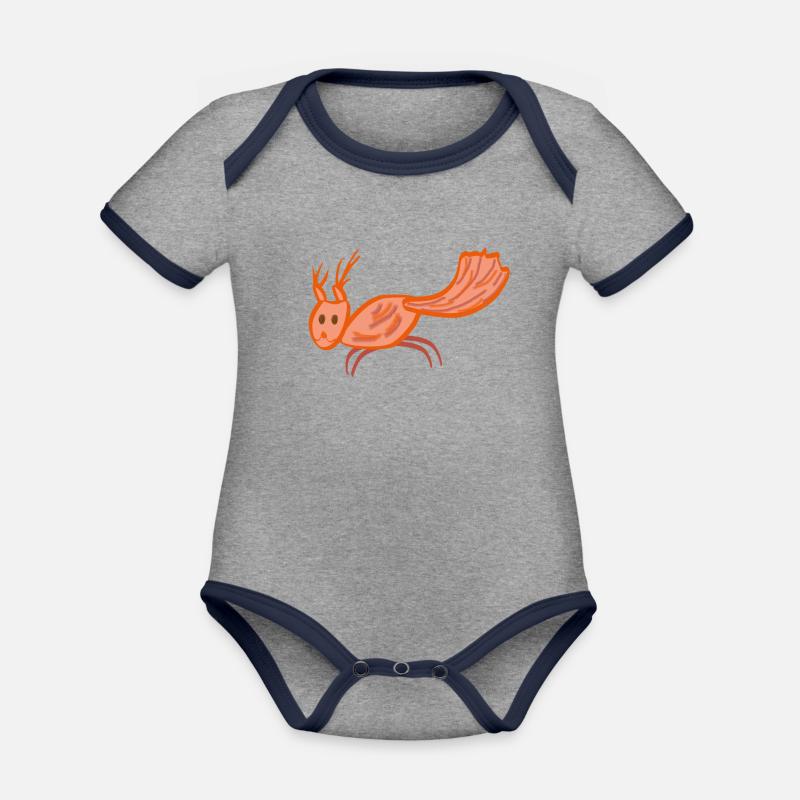 Squirrel nuts or tea - Organic Baby Contrasting Bodysuit - heather grey/navy