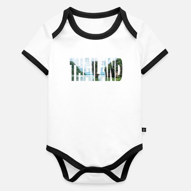 Thaïlande Body Bébé bio contrasté manches courtes
