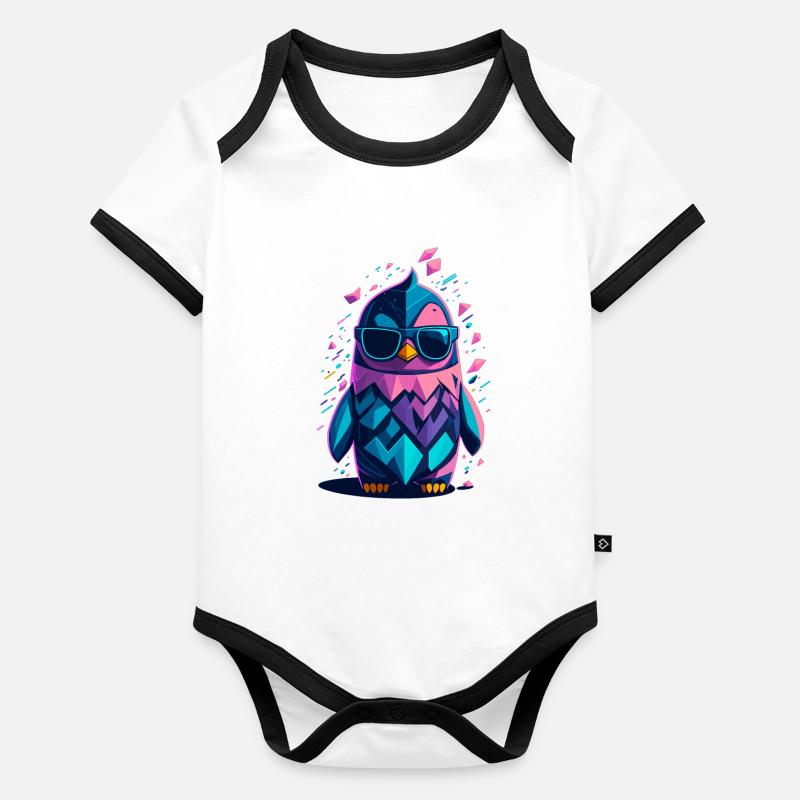 Niedlicher cooler Pinguin Baby Bio-Kurzarm-Kontrastbody