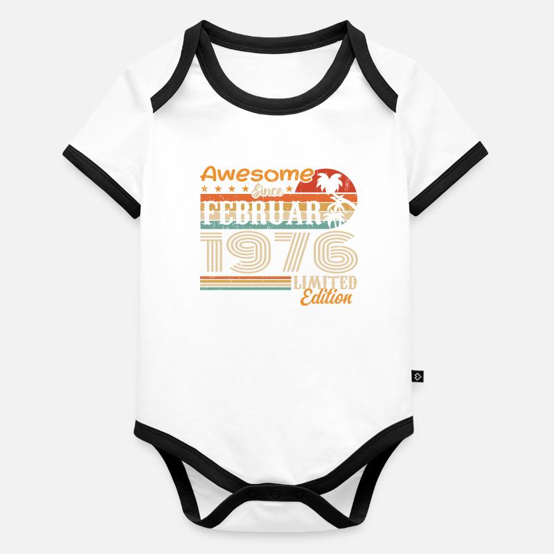 Geburtstag Vintage Geschenkidee Februar 1976 Baby Bio-Kurzarm-Kontrastbody