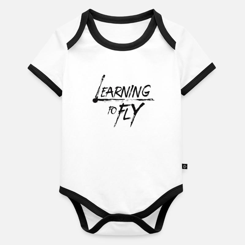 Learning to fly Fliegen Flugzeug Pilot Flieger Baby Bio-Kurzarm-Kontrastbody