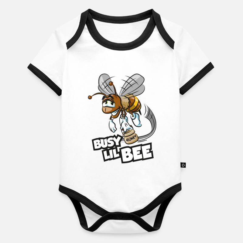 Busy little Bee - Fleißiges Bienchen mit Honig Baby Bio-Kurzarm-Kontrastbody