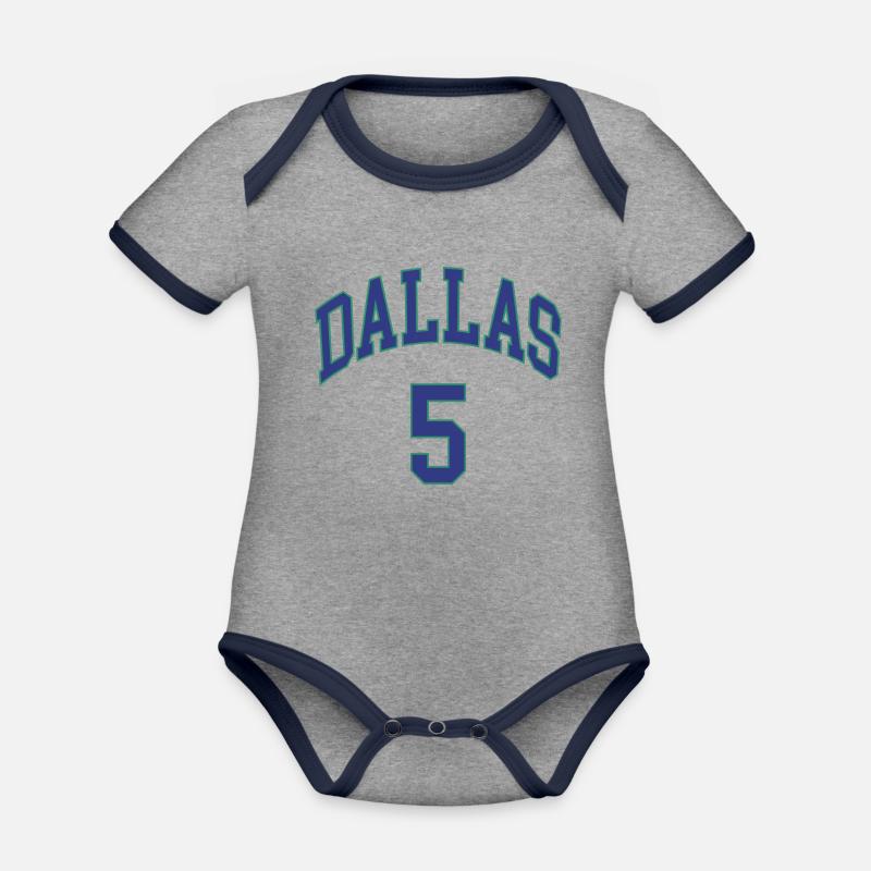 Dallas 5 - Body Bébé bio contrasté manches courtes - gris chiné/bleu marine