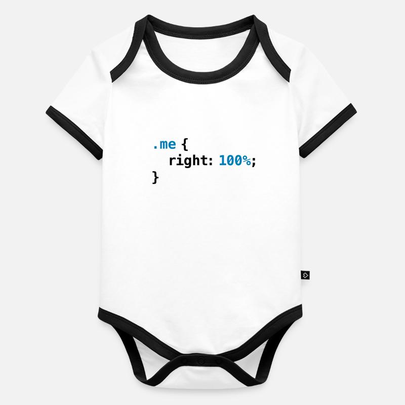 geek drôle - CSS droit 100% | Programmer Nerd Tech Body Bébé bio contrasté manches courtes