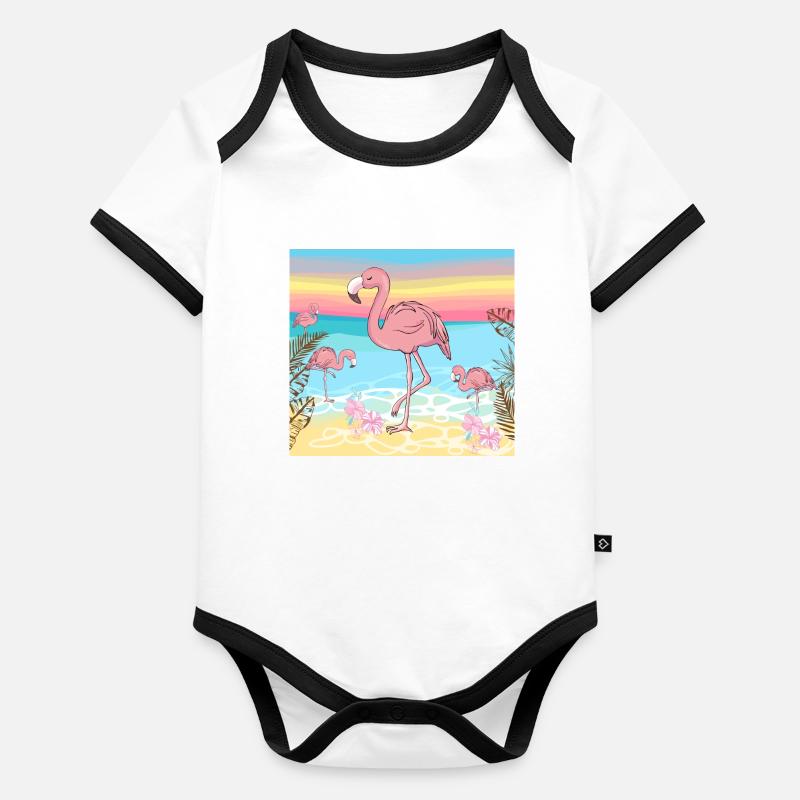 Flamingo Body Bébé bio contrasté manches courtes