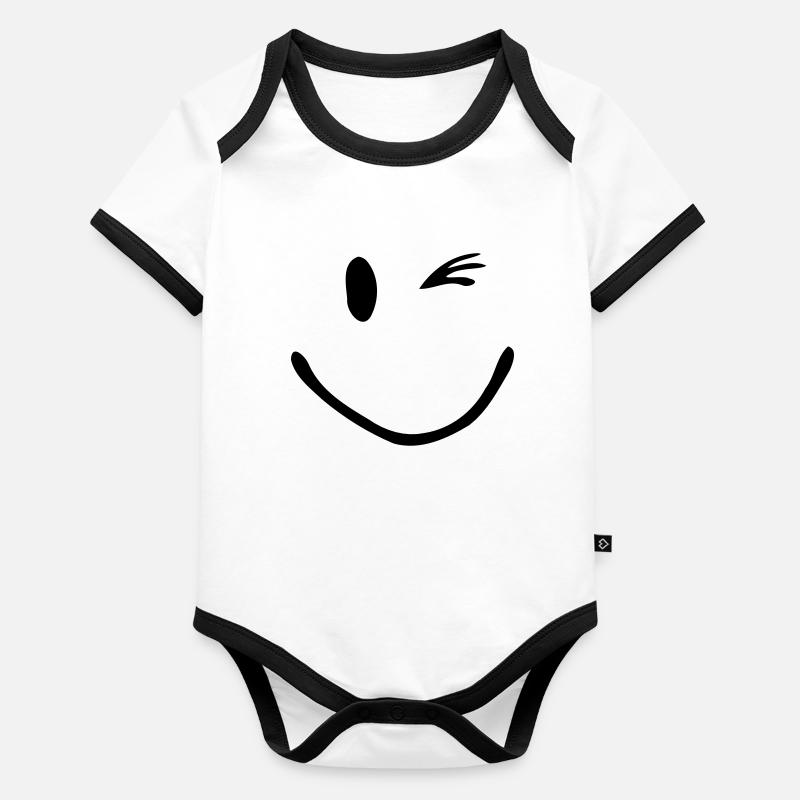 Clin d'oeil souriant Body Bébé bio contrasté manches courtes