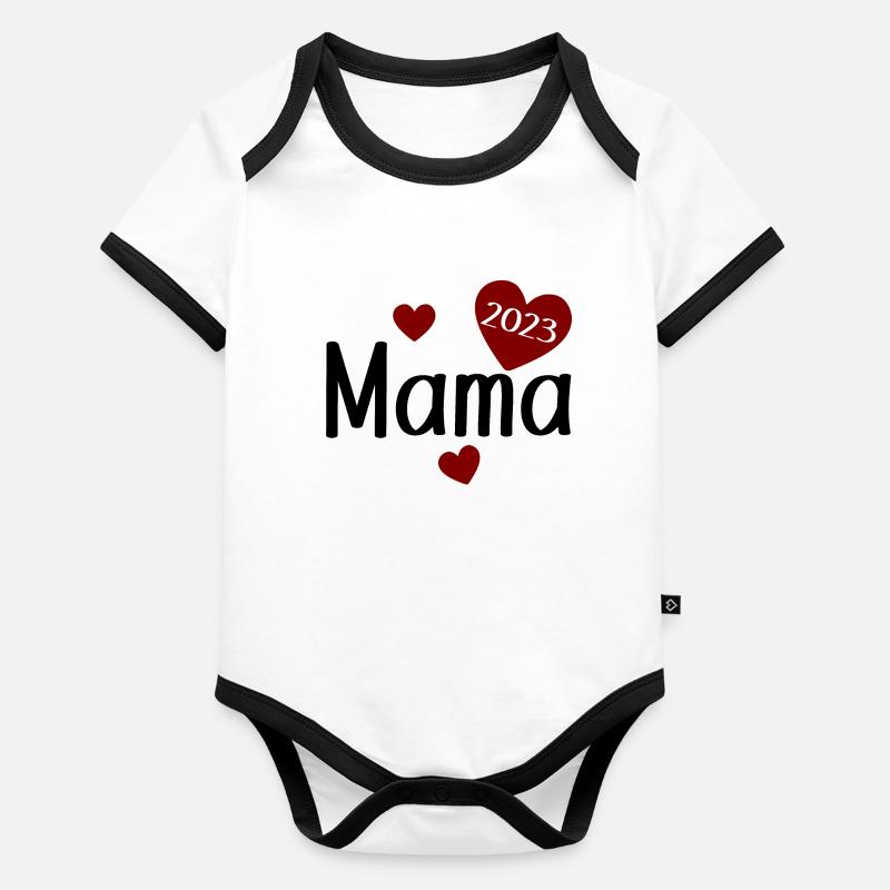 Maman 2023 Cœur Body Bébé bio contrasté manches courtes