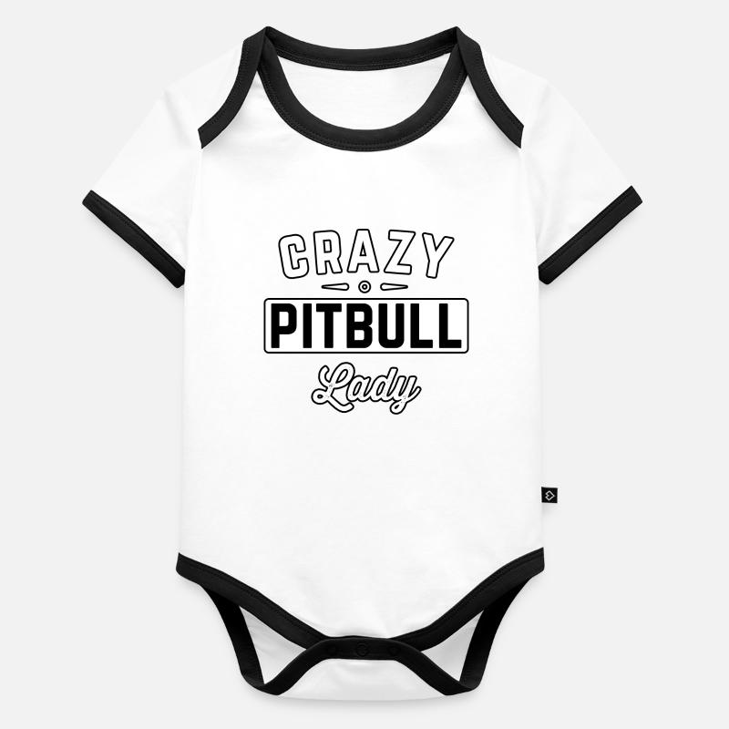 Crazy Pitbull Lady Body Bébé bio contrasté manches courtes