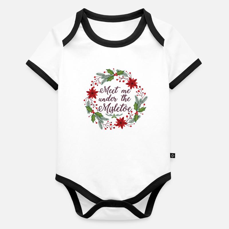 Idée cadeau gui cadeau de Noël Body Bébé bio contrasté manches courtes