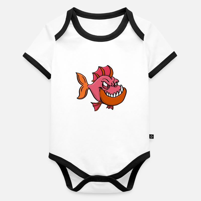 Piranha Predatory Fish Organic Baby Contrasting Bodysuit