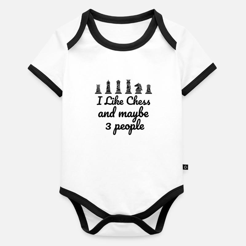 ÉCHECS: J'aime les échecs Body Bébé bio contrasté manches courtes