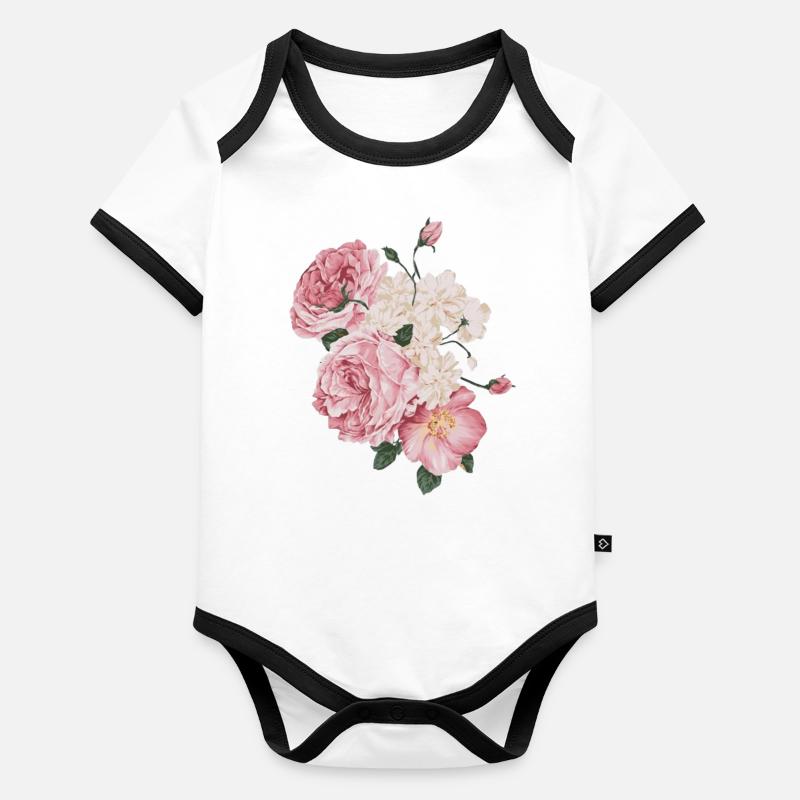 Pink roses Organic Baby Contrasting Bodysuit