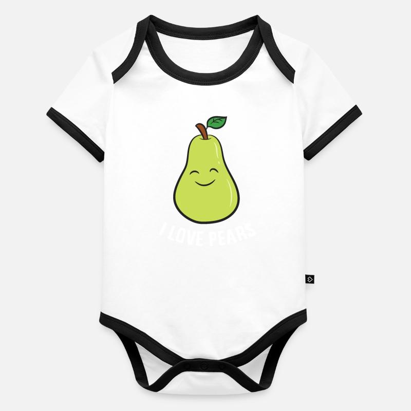 Poire - I Love pears Body Bébé bio contrasté manches courtes