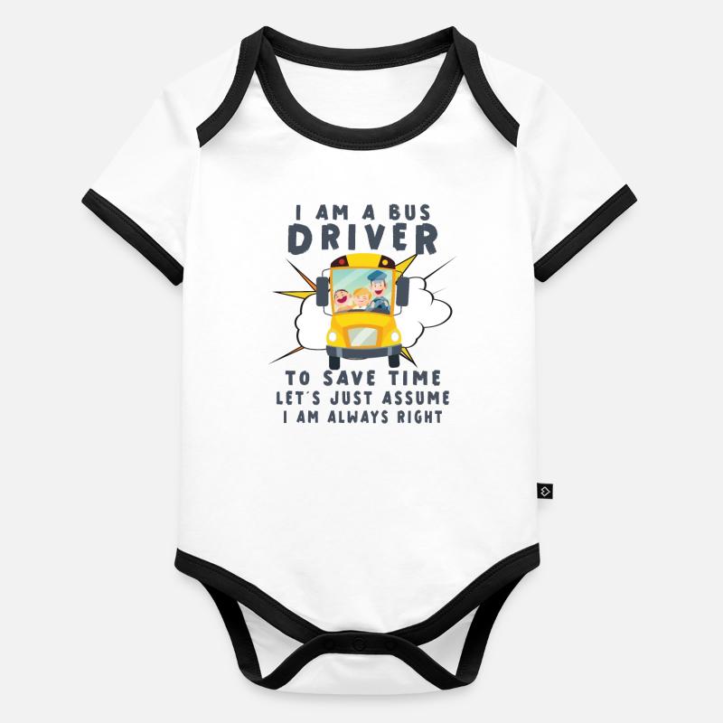 Funny School Bus Driver Appreciation Anniversary Organic Baby Contrasting Bodysuit