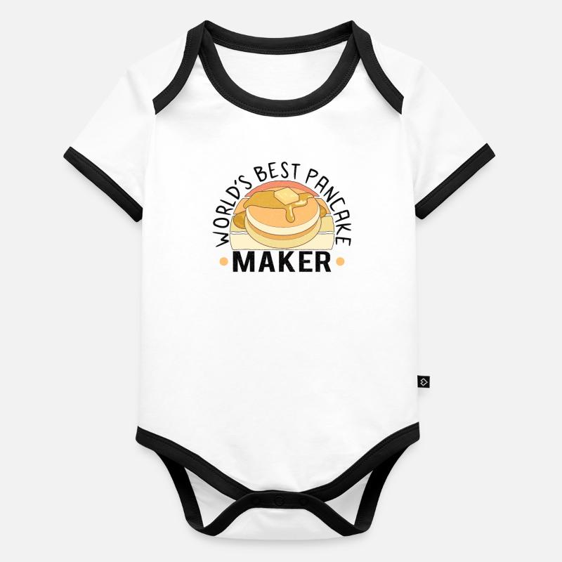 Pancake Maker Pancake Lover Funny Waffle Baby Bio-Kurzarm-Kontrastbody