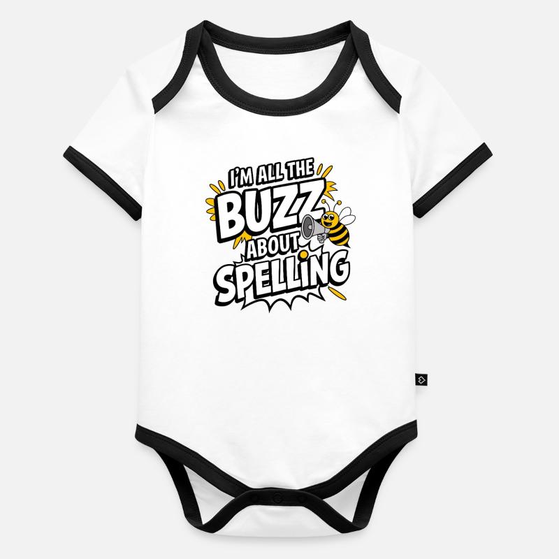 Spelling Bee Champion Word Contest Organic Baby Contrasting Bodysuit