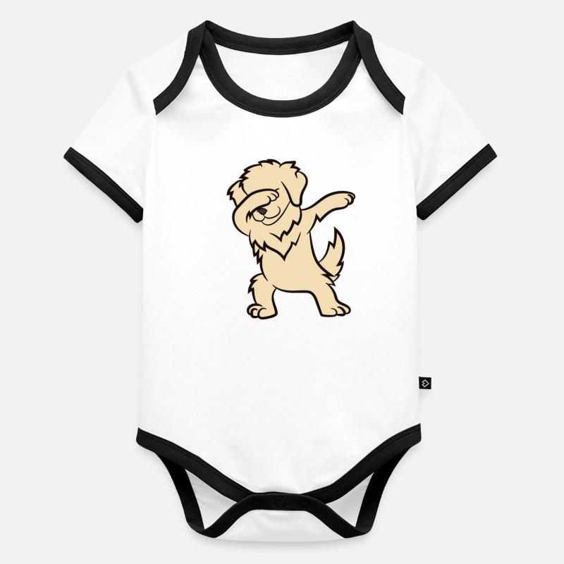Golden Retriever - tanzen, dab, dabben, dabbing Baby Bio-Kurzarm-Kontrastbody