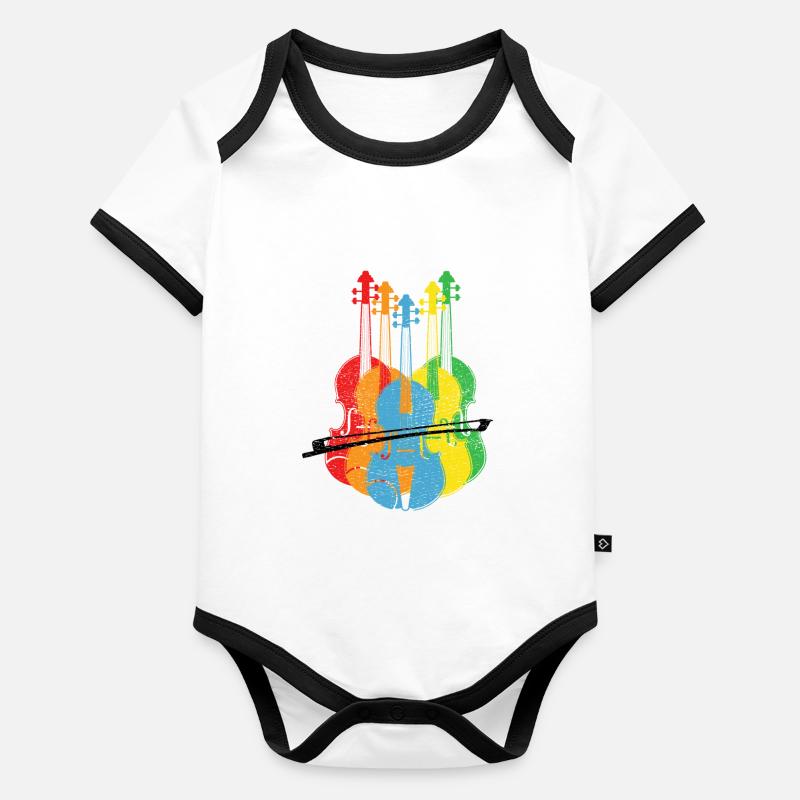 Violin violin violin player colorful Organic Baby Contrasting Bodysuit
