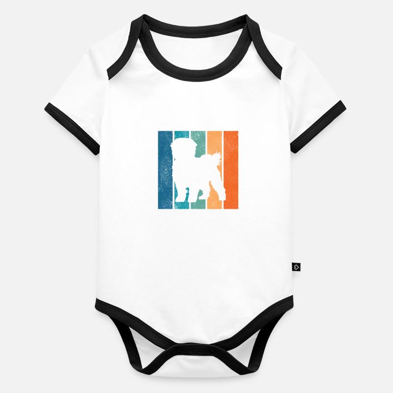Cadeau rétro de marcheur de chiot de chien maltais Body Bébé bio contrasté manches courtes