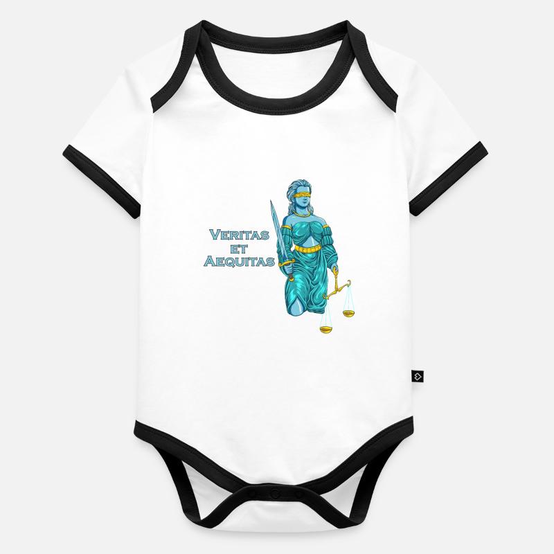 Veritas et Aequitas - Goddess Justitia Organic Baby Contrasting Bodysuit