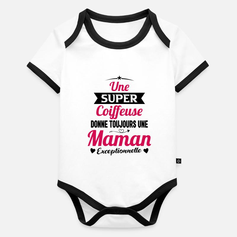 Coiffeuse cadeau drôle maman future coiffure Body Bébé bio contrasté manches courtes