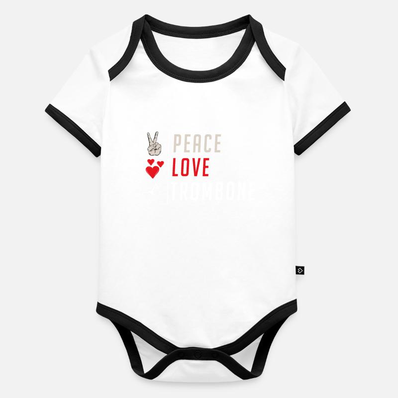 Peace Love Trombone Funny Trombone Organic Baby Contrasting Bodysuit
