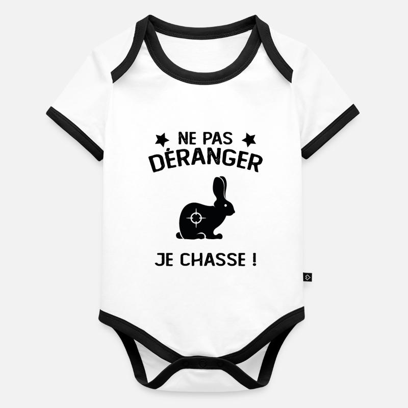 Ne Pas déranger Je Chasse ! Body Bébé bio contrasté manches courtes