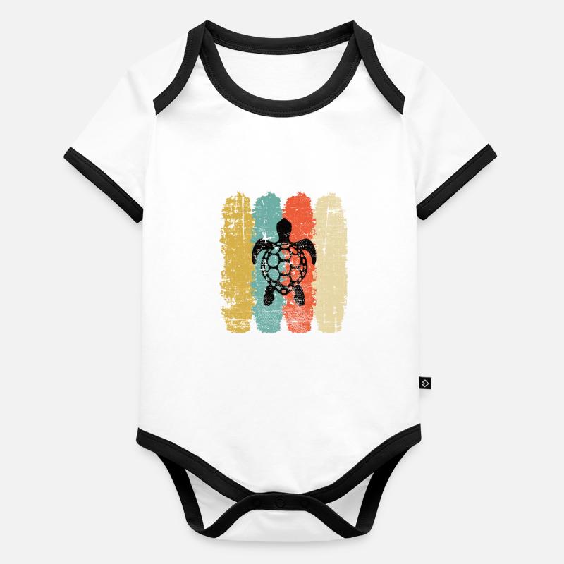 Turtle Retro Animal Sea Reptile Gift idea Baby Bio-Kurzarm-Kontrastbody