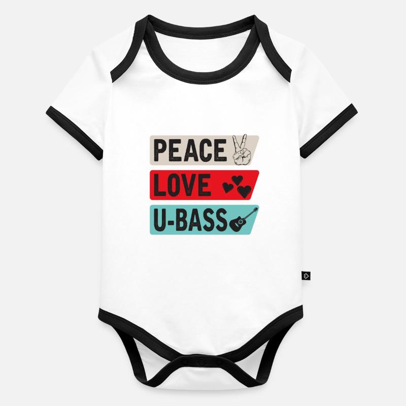 Peace Love U-Bass Strings Ukelele Music Organic Baby Contrasting Bodysuit