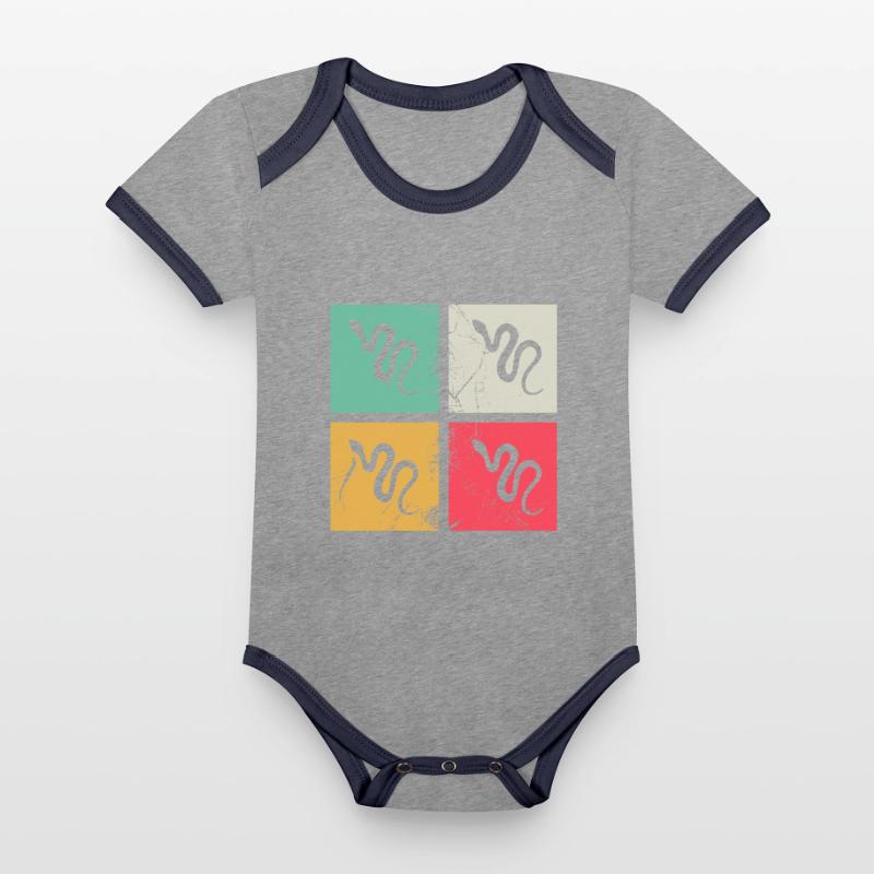 Snake Retro Reptile Python Gift idea Organic Baby Contrasting Bodysuit