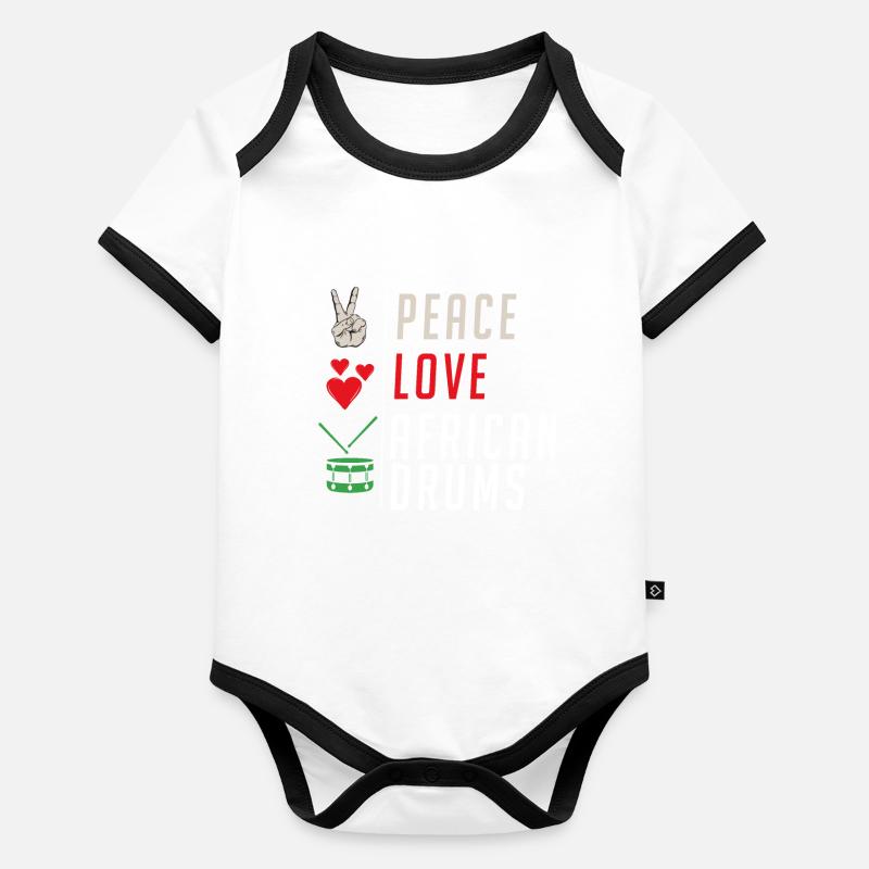 Peace Love Instruments de tambours africains Body Bébé bio contrasté manches courtes