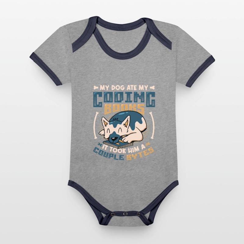 Hund Bytes Code Computer Scherz Programmierung Baby Bio-Kurzarm-Kontrastbody