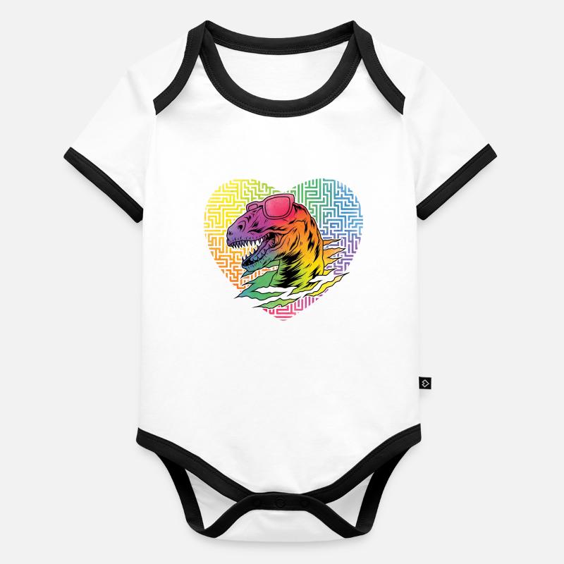 Dinosaur Hipster Organic Baby Contrasting Bodysuit