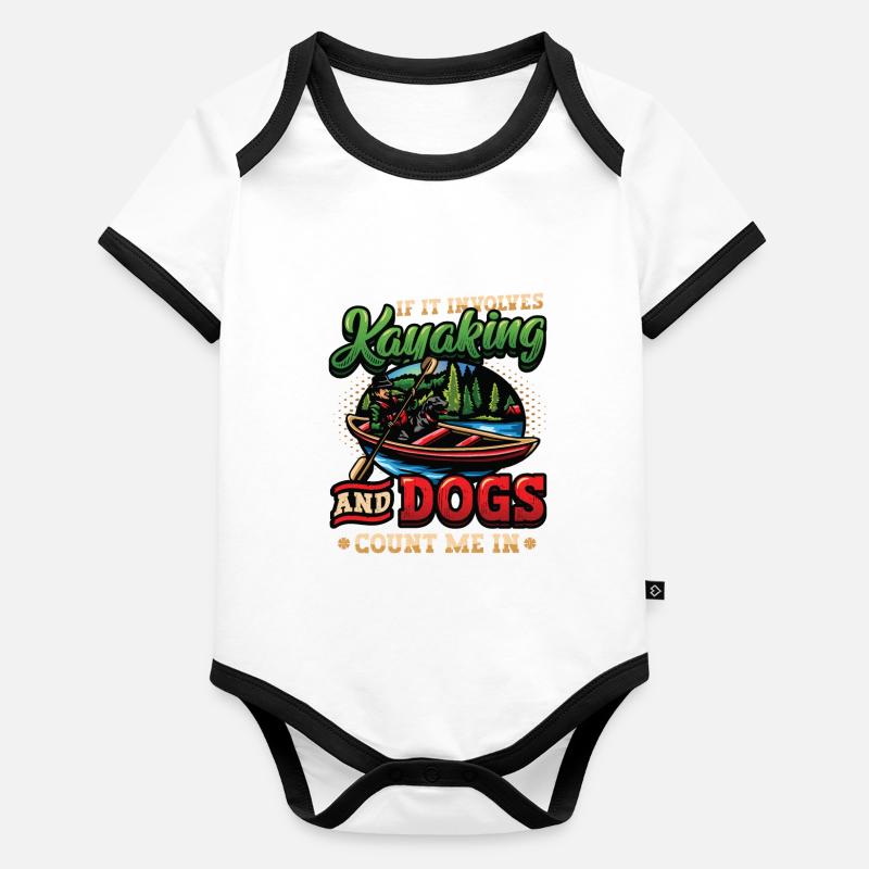 Kayak and dogs, paddle. Organic Baby Contrasting Bodysuit