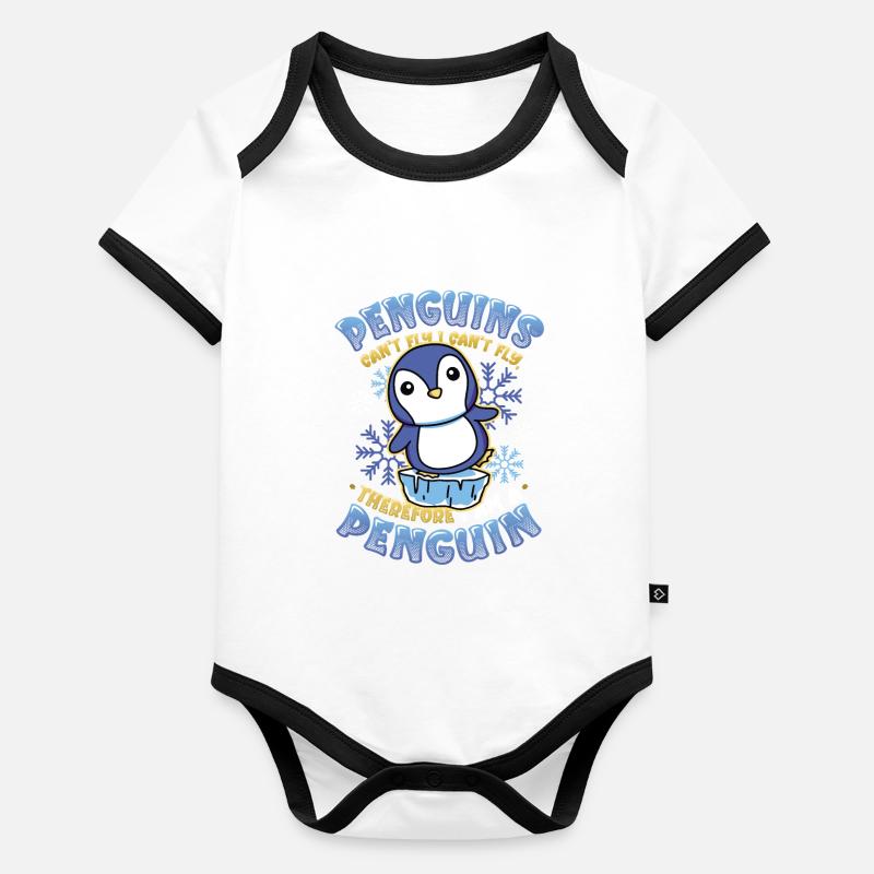 Les pingouins ne peuvent pas voler Body Bébé bio contrasté manches courtes