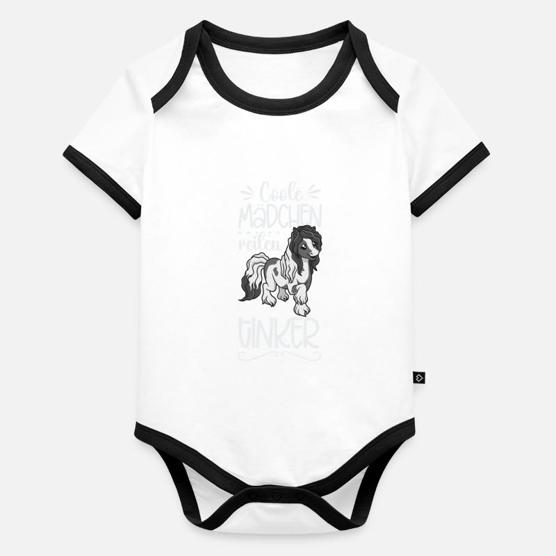 Coole Mädchen reiten Tinker Baby Bio-Kurzarm-Kontrastbody