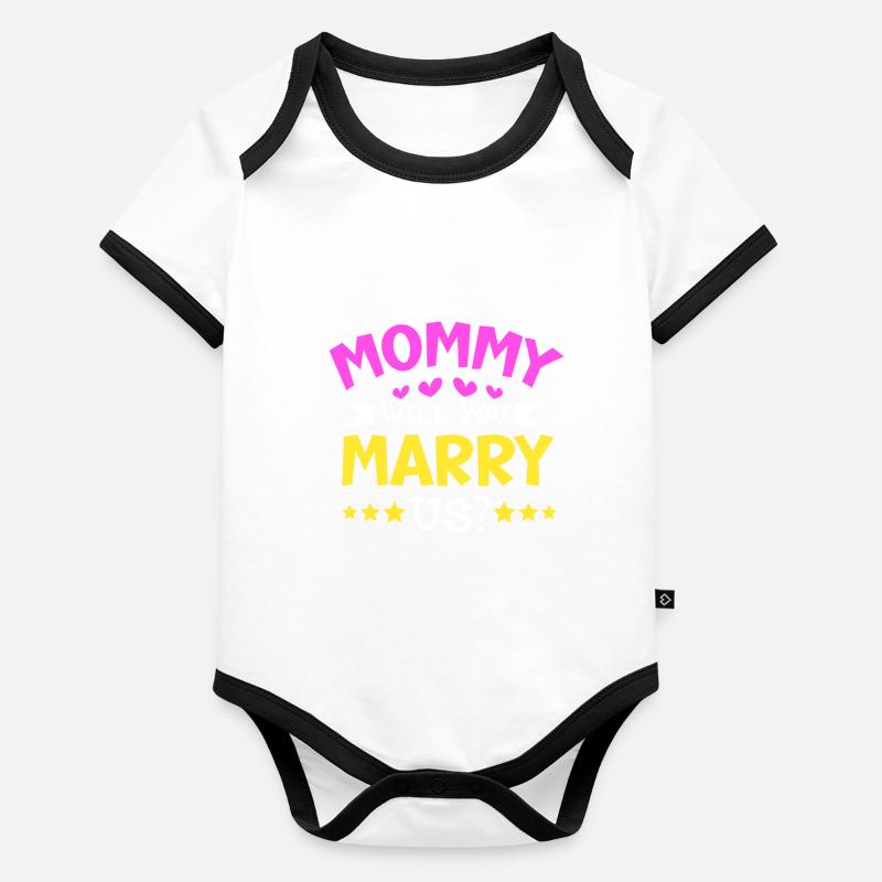 Mama willst du uns heiraten Baby Bio-Kurzarm-Kontrastbody