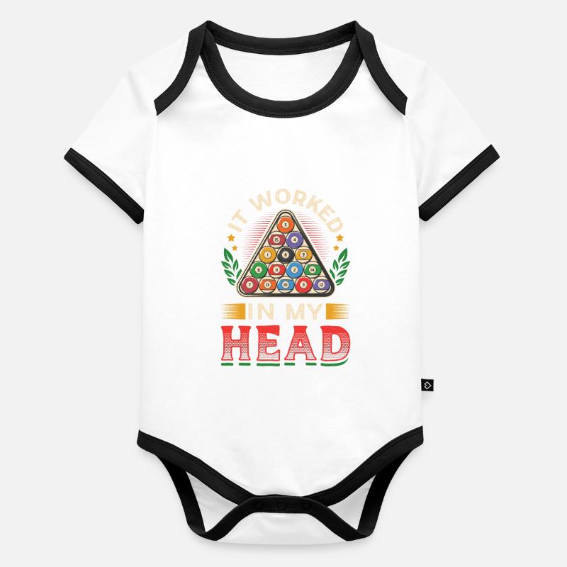 Ça marchait dans ma tête, billard de billard Body Bébé bio contrasté manches courtes