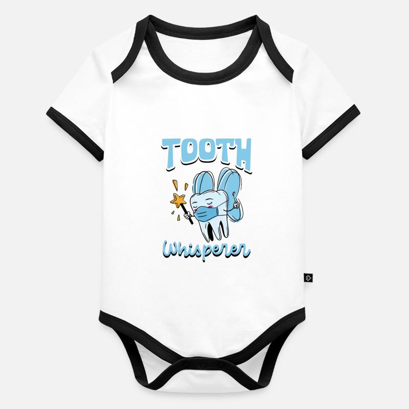 Tooth Whisperer - Assistant dentaire Body Bébé bio contrasté manches courtes