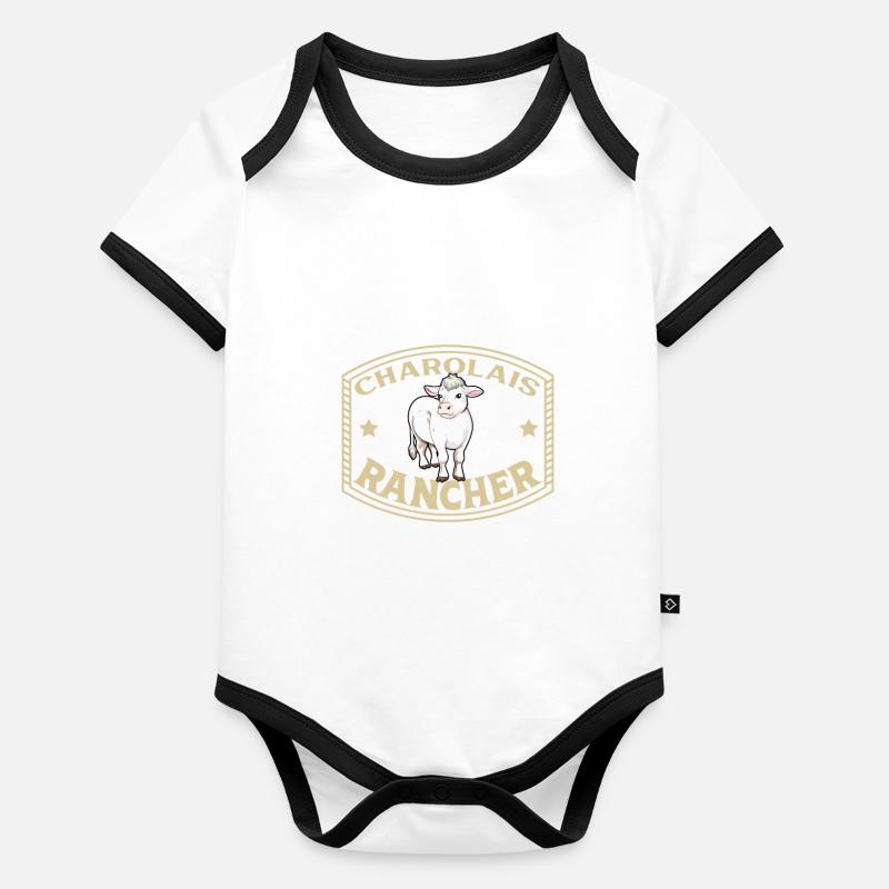 Charolaise Beef - Charolais Rancher Organic Baby Contrasting Bodysuit