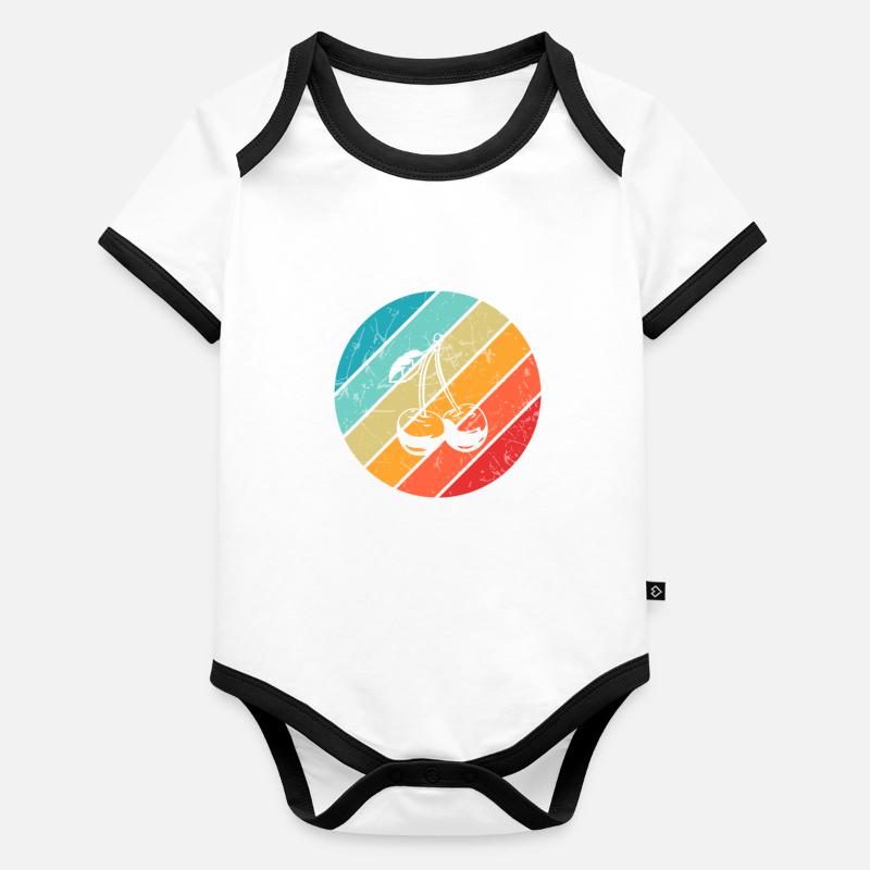 Cherry Retro Fruit Fruit Round Organic Baby Contrasting Bodysuit