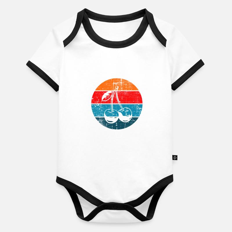 Cherry Fruit Retro Fruits Red Gift Organic Baby Contrasting Bodysuit