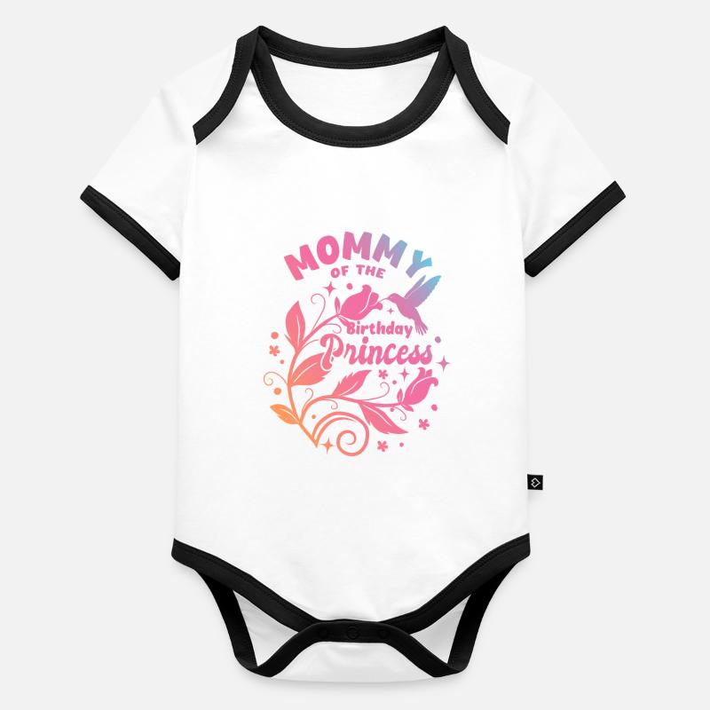 Maman de la princesse d’anniversaire - Geburtstag Body Bébé bio contrasté manches courtes