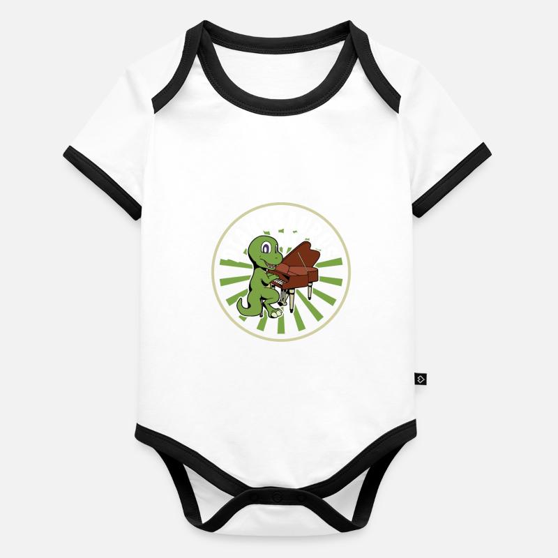 Pianosaurus Rex - TREX au piano Body Bébé bio contrasté manches courtes