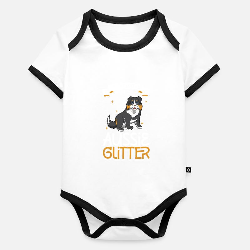 Aussie Glitzer Baby Bio-Kurzarm-Kontrastbody