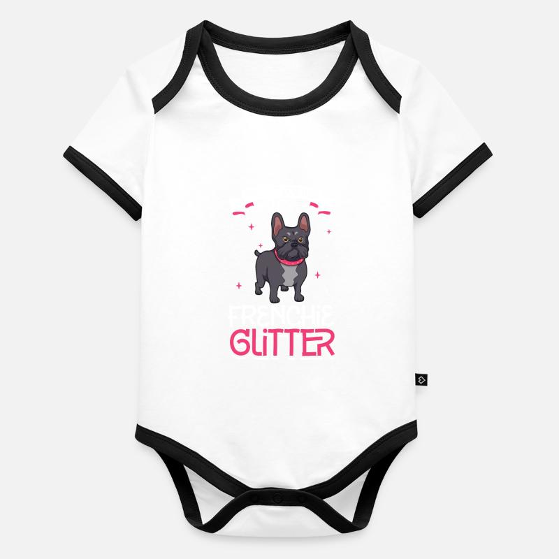 Frenchie Glitter Organic Baby Contrasting Bodysuit
