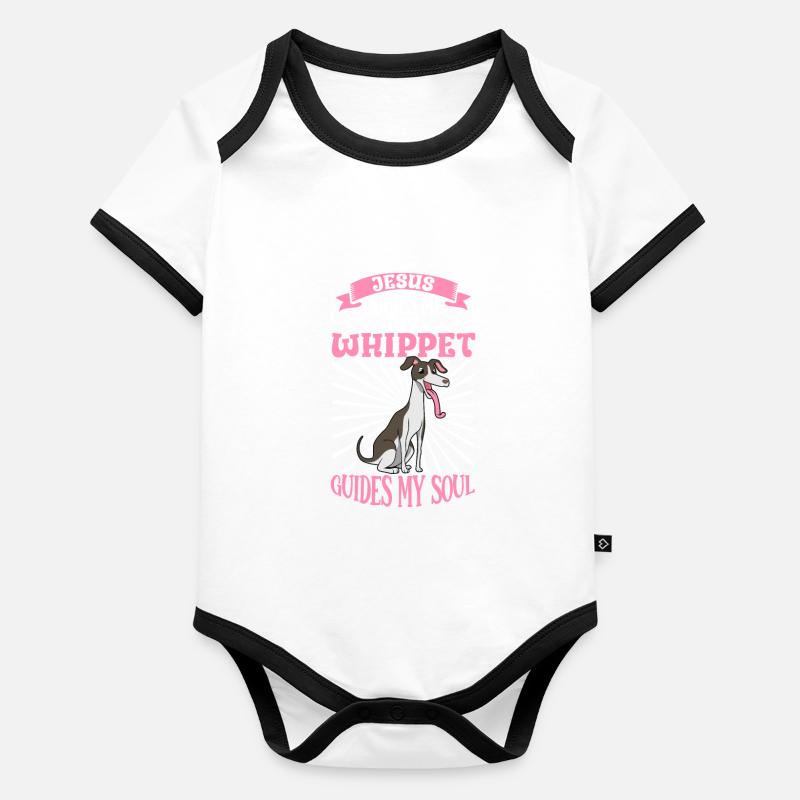 Jesus und mein Whippet Baby Bio-Kurzarm-Kontrastbody