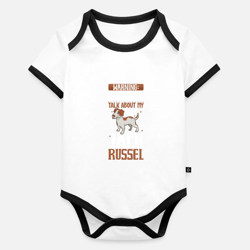 Jack Russel Terrier amoureux Body Bébé bio contrasté manches courtes