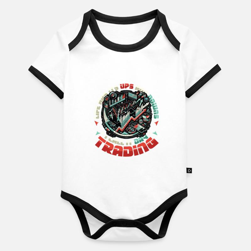 Graphique de trading boursier - Funny Day Trader Body Bébé bio contrasté manches courtes