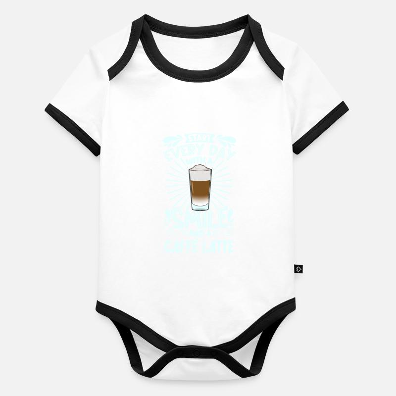 Lächeln mit Caffè Latte Baby Bio-Kurzarm-Kontrastbody